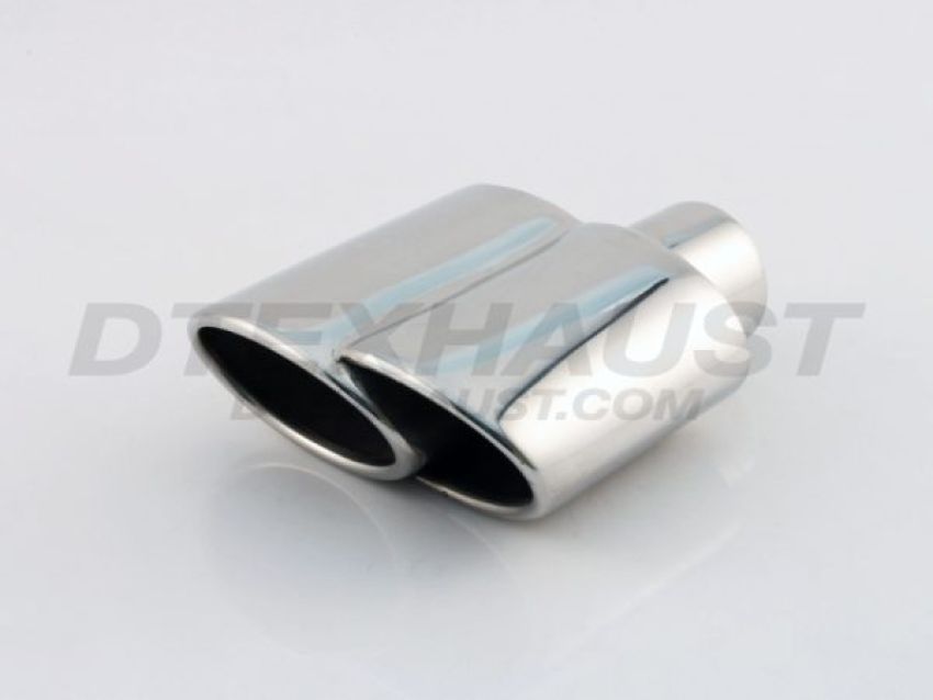 Different Trend Hi-Polished Tips Dual Oval Round Double Wall Rolled Slant (passenger Side) DT-24128R