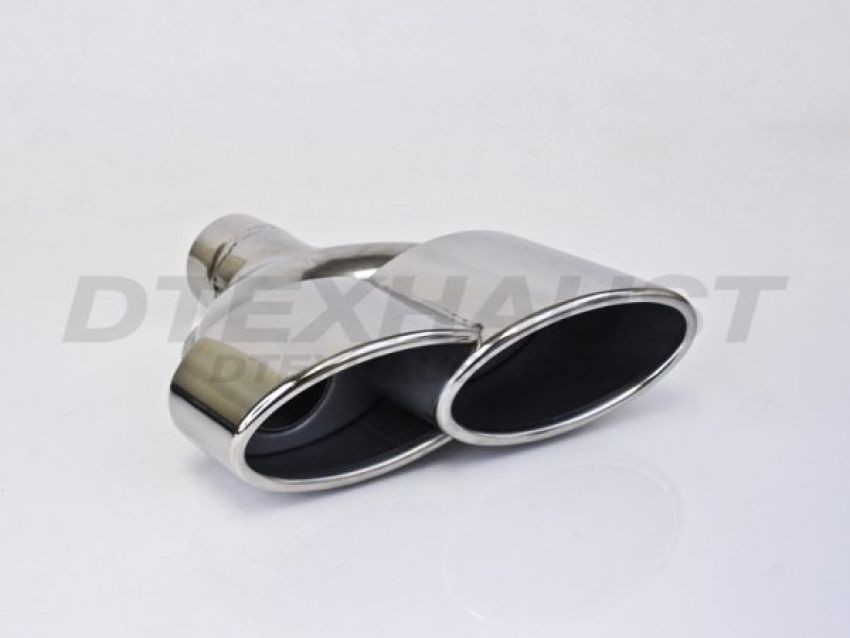 Different Trend Hi-Polished Tips Dual Single Wall Oval Round Tip Driver Side DT-24140L