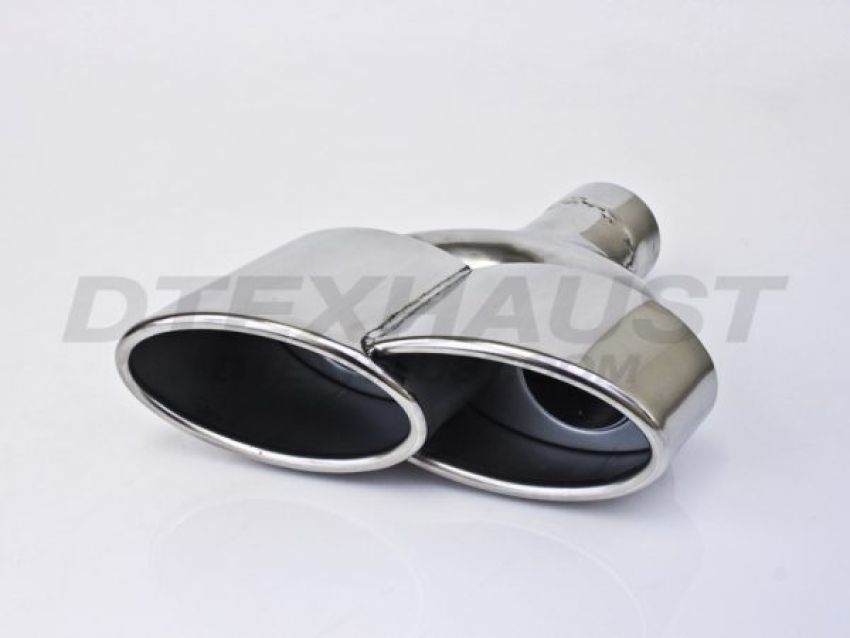 Different Trend Hi-Polished Tips Dual Single Wall Oval Round Tip Passenger Side DT-24140R