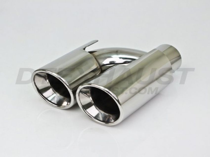 Different Trend Hi-Polished Tips Dual 3.5″ Double Wall Sideways Rolled Slant Passenger Side DT-24153R