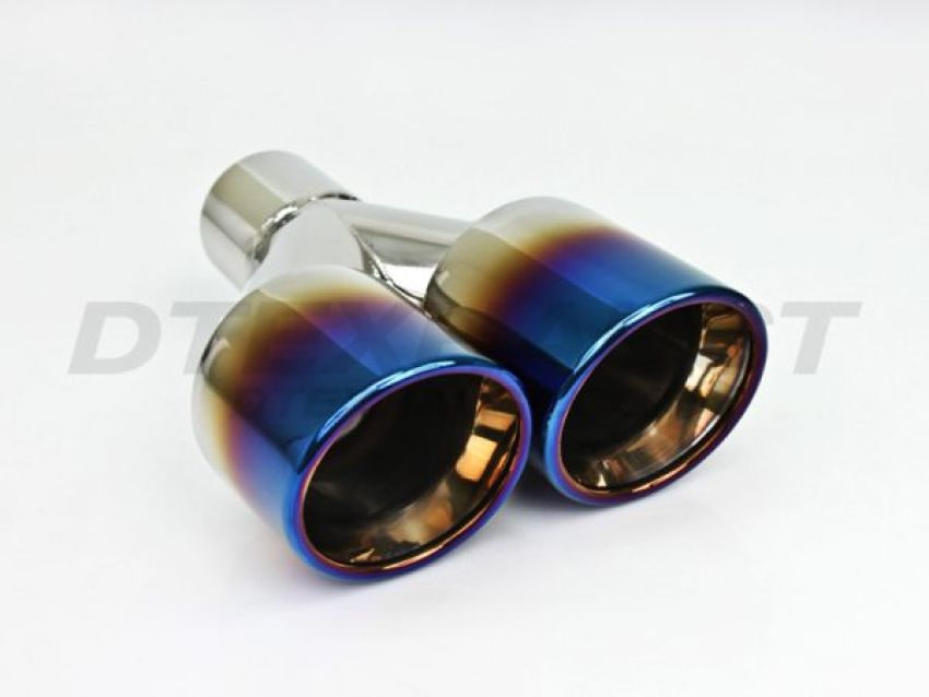 Different Trend Dual 3.5″ Double Wall Staggered Rolled Slant W/ Blue Flame DT-24156BF