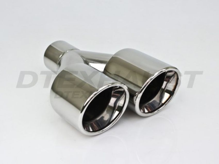 Different Trend Hi-Polished Tips Dual 3.5″ Double Wall Staggered Rolled Slant Driver Side DT-24156L