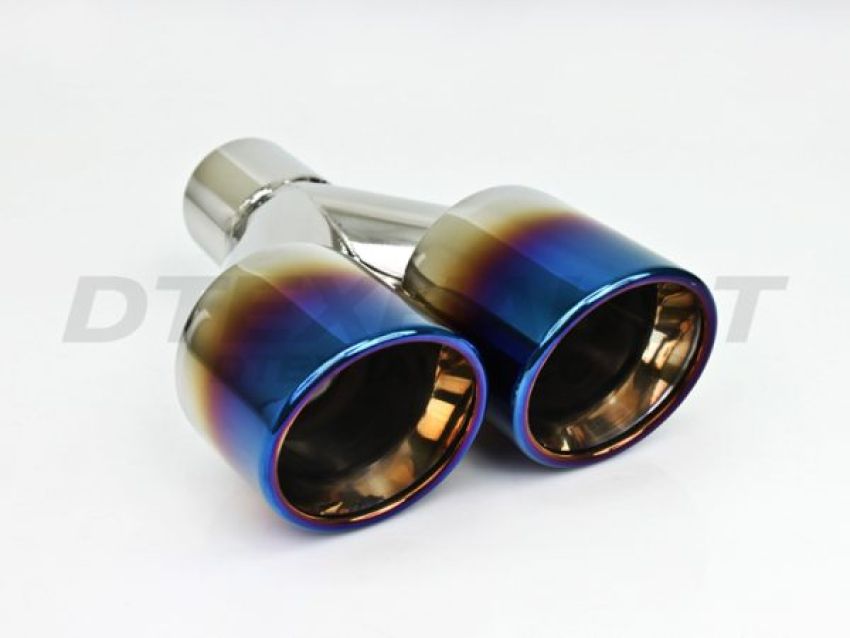 Different Trend Dual 3.5″ Double Wall Staggered Rolled Slant W/ Blue Flame Drive DT-24156LBF