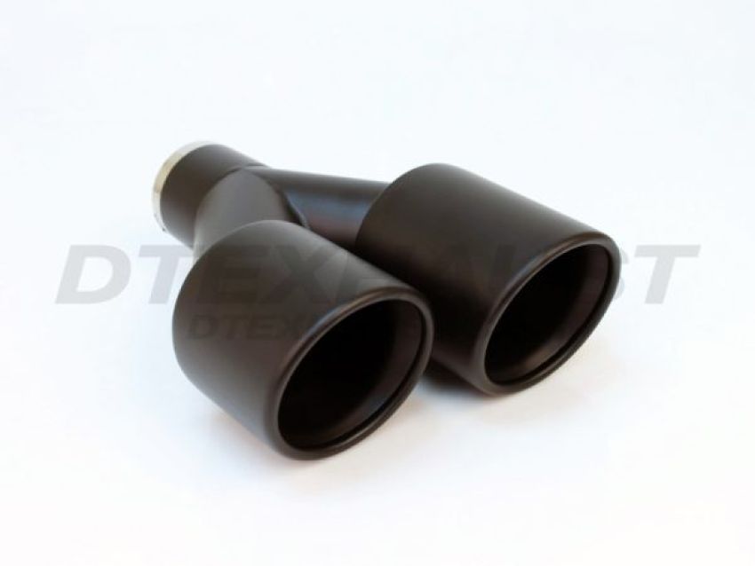 Different Trend Black Powder Coated Dual 3.5″ Double Wall Staggered Rolled Slant DT-25156LBK