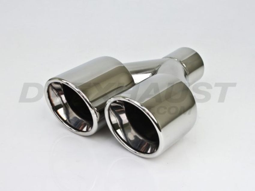 Different Trend Hi-Polished Tips Dual 3.5″ Double Wall Staggered Rolled Slant Passenger Side DT-25156R