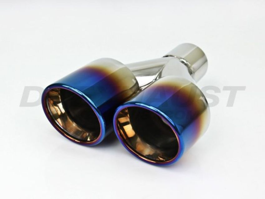 Different Trend Dual 3.5″ Double Wall Staggered Rolled Slant W/ Blue Flame Passe DT-24156RBF
