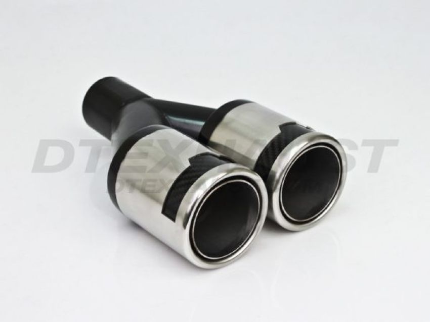 Different Trend Hi-Polished Tips Dual 3″ Double Layer Rolled Edge W/ Carbon Fiber Accents DT-24157