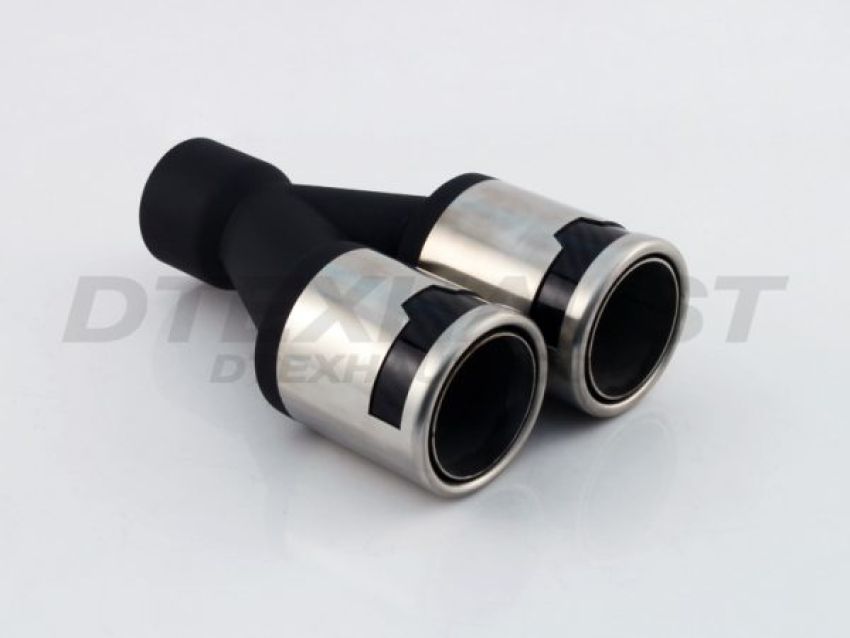 Different Trend Hi-Polished Tips Dual 3″ Staggered Double Layer Rolled Edge W/ Carbon Fiber Accen DT-24157L