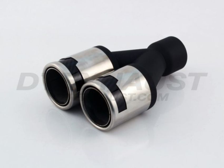 Different Trend Hi-Polished Tips Dual 3″ Double Layer Rolled Edge Staggered W/ Carbon Fiber Accen DT-24157R