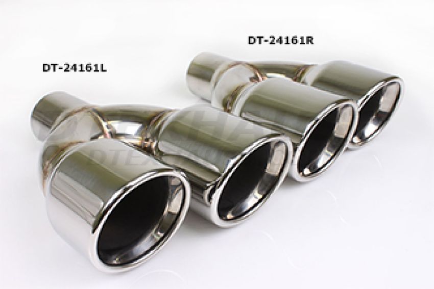 Different Trend Hi-Polished Tips Dual 3.5” Double Wall Staggered Rolled Slant Passenger Side DT-24161R