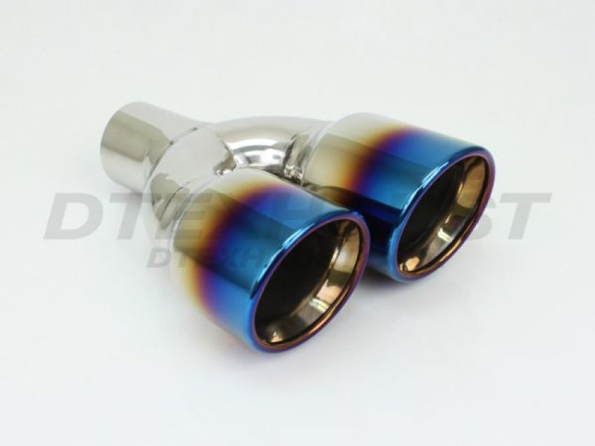 Different Trend Dual 3.5″ Double Wall Staggered Rolled Slant W/ Blue Flame Drive DT-24161LBF