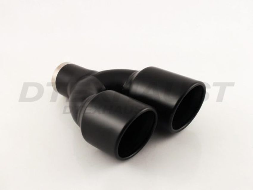 Different Trend Black Powder Coated Dual 3.5″ Double Wall Staggered Rolled Slant DT-24161LBK