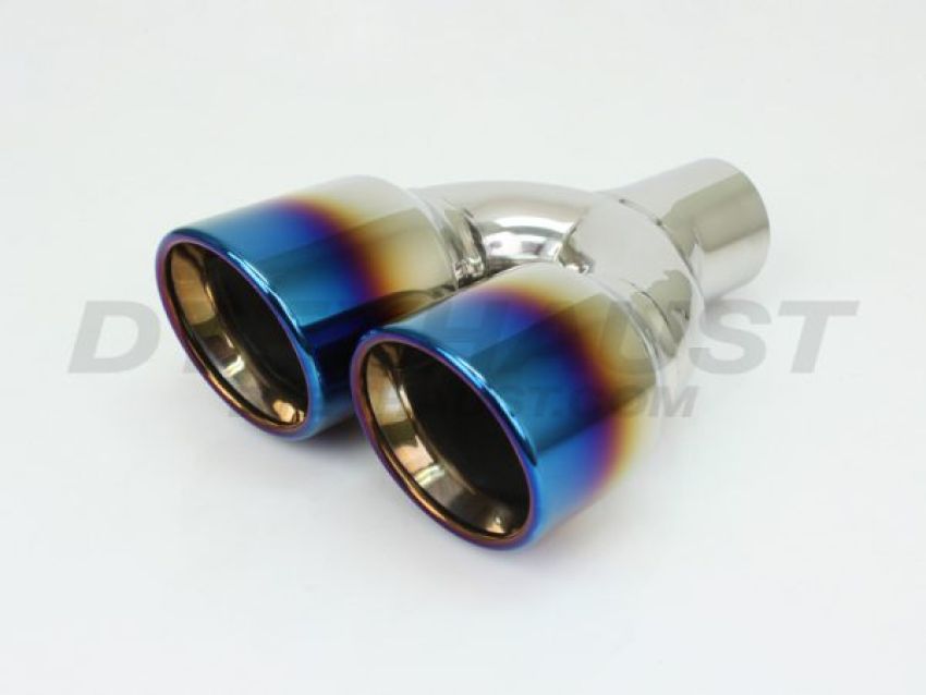 Different Trend Dual 3.5″ Double Wall Staggered Rolled Slant W/ Blue Flame Passe DT-24161RBF
