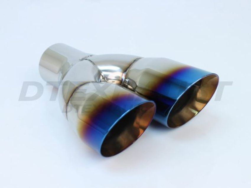 Different Trend Dual 3″ Double Wall Angle Tip W/ Blue Flame Driver Side DT-24162LBF