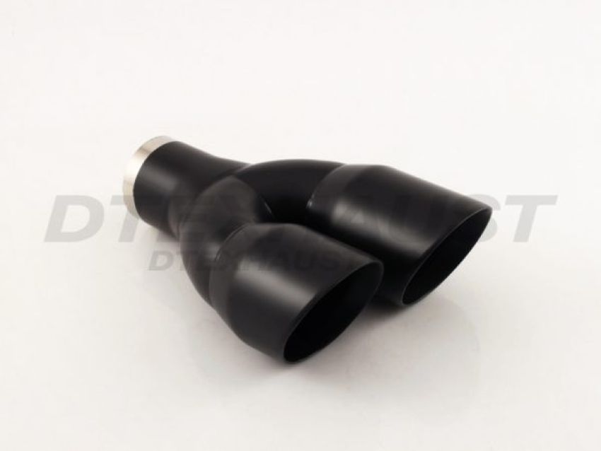 Different Trend Black Powder Coated Dual 3″ Double Wall Staggered Angle Tip DT-24162LBK