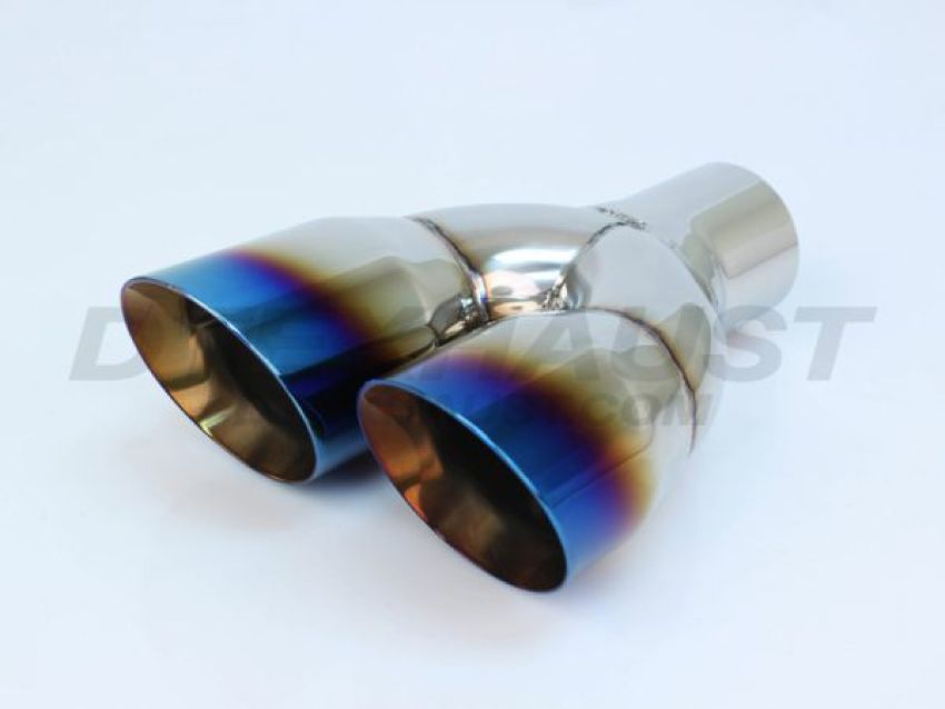 Different Trend Dual 3″ Double Wall Angle Tip W/ Blue Flame Passenger Side DT-24162RBF