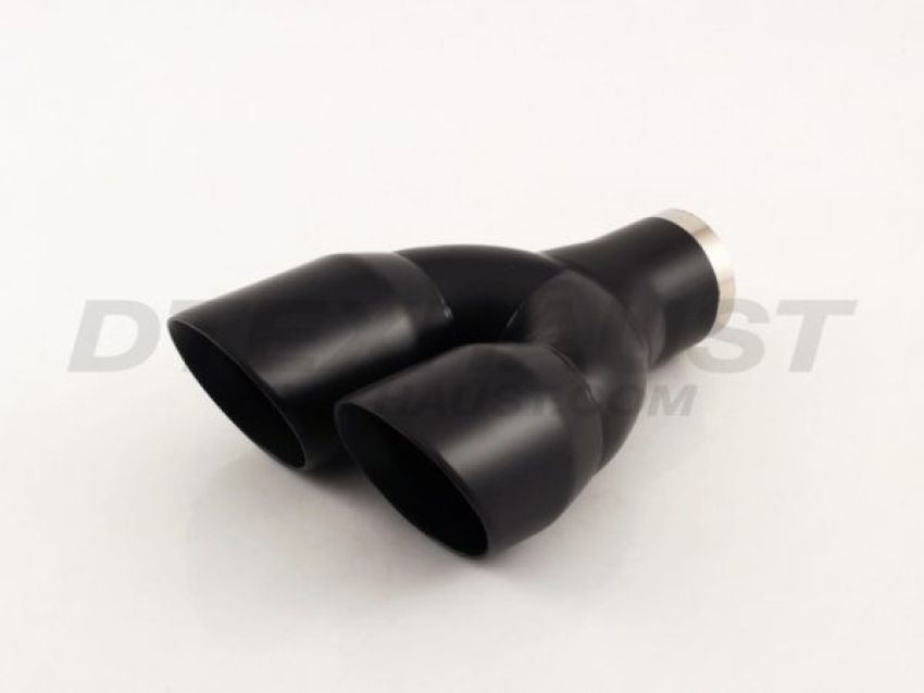 Different Trend Black Powder Coated Dual 3″ Double Wall Staggered Angle Tip DT-24162RBK