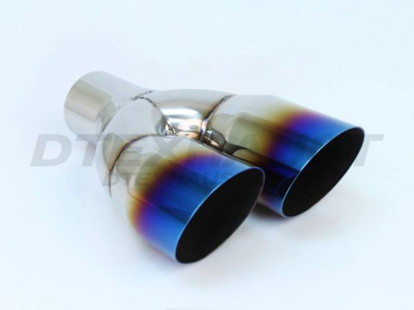 Different Trend Dual 3″ Single Wall Angle Tip W/ Blue Flame Driver Side DT-24163LBF