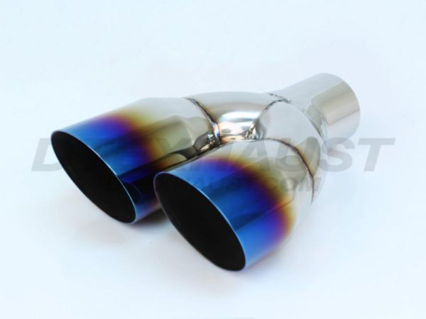 Different Trend Dual 3″ Single Wall Angle Tip W/ Blue Flame Passenger Side DT-24163RBF