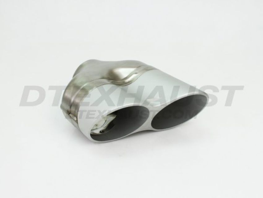 Different Trend Stainless Steel w/ Anodized Alum Dual Angled Round Sideways Tip W/ Grey Anodized Aluminum Billet DT-24173L