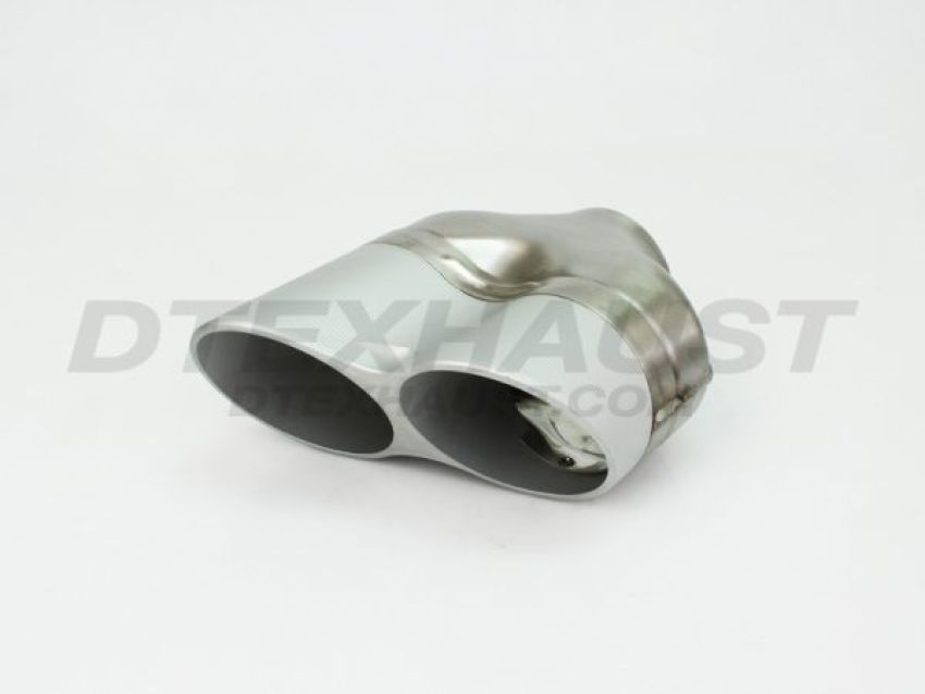 Different Trend Stainless Steel w/ Anodized Alum Dual Angled Round Sideways Tip W/ Grey Anodized Aluminum Billet DT-24173R