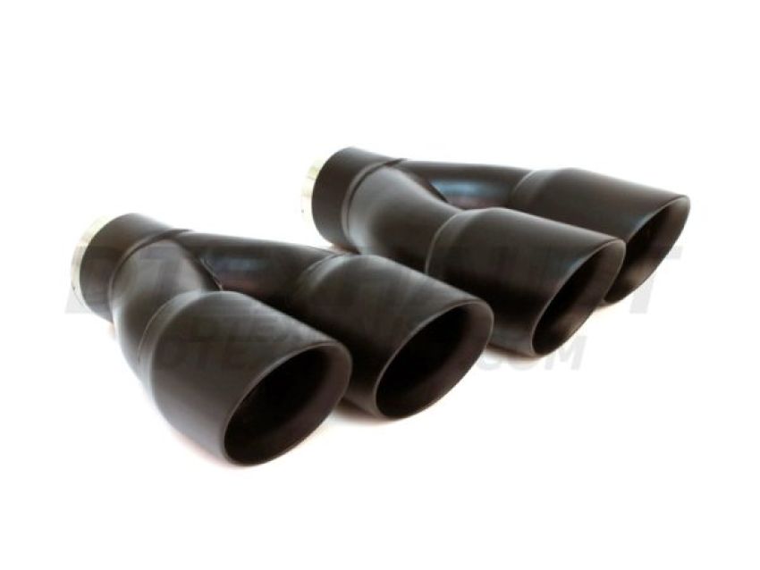 Different Trend Black Powder Coated Dual 3″ Double Wall Staggered Angle Tip DT-25083LBK