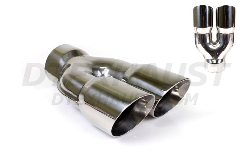Different Trend Hi-Polished Tips 409 Ss Parallel Dual Tip W/ Inlet “y” Stamp DT-30083Y