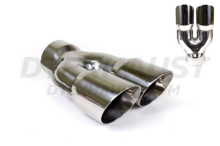 Different Trend Hi-Polished Tips 409 Ss Parallel Dual Tip W/ Inlet “y” Stamp DT-25083Y