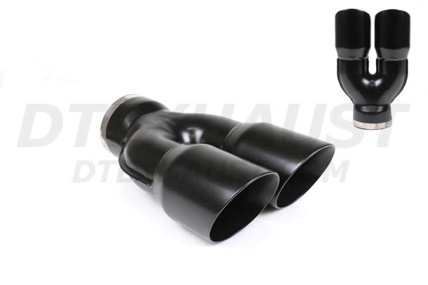 Different Trend Black Powder Coated Parallel Dual Tip W/ Inlet “y” Stamp DT-30083YBK