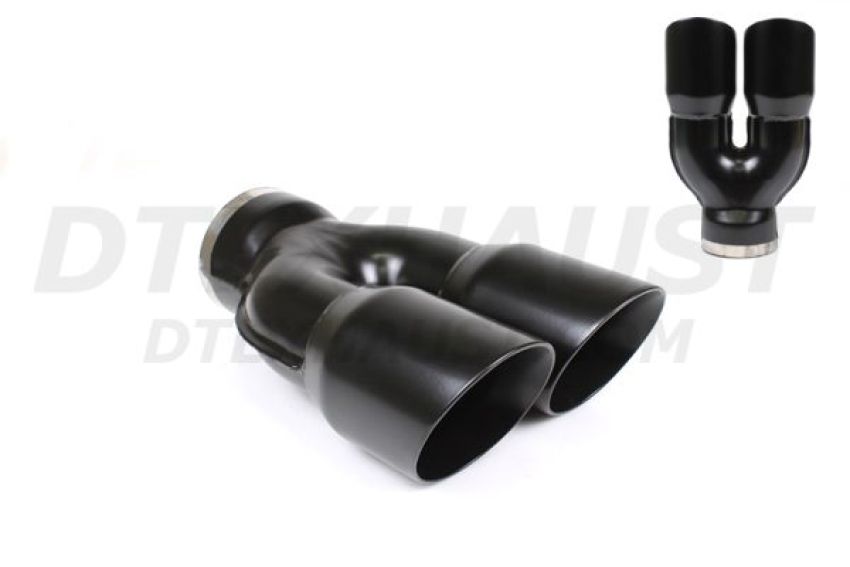 Different Trend Black Powder Coated Parallel Dual Tip W/ Inlet “y” Stamp DT-25083YBK