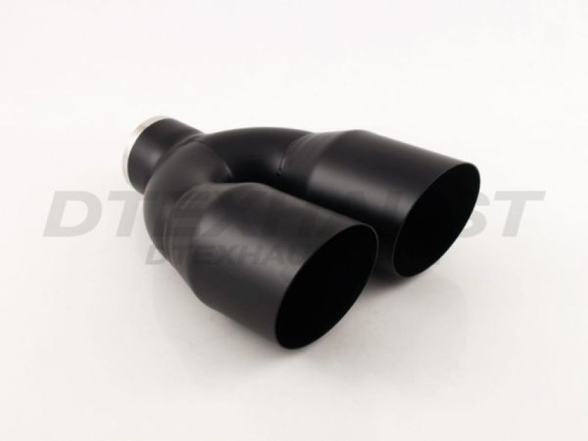 Different Trend Black Powder Coated Dual 3.5″ Single Wall Angle Cut DT-24088DLBK