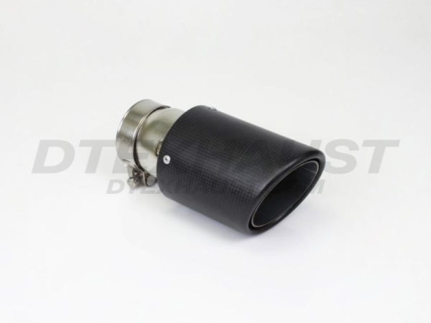 Different Trend 3.5″x6.5″ Clamp-on Double Layered Rolled Angle Carbon Fiber Tip With Polished Inner Tube DT-25169B