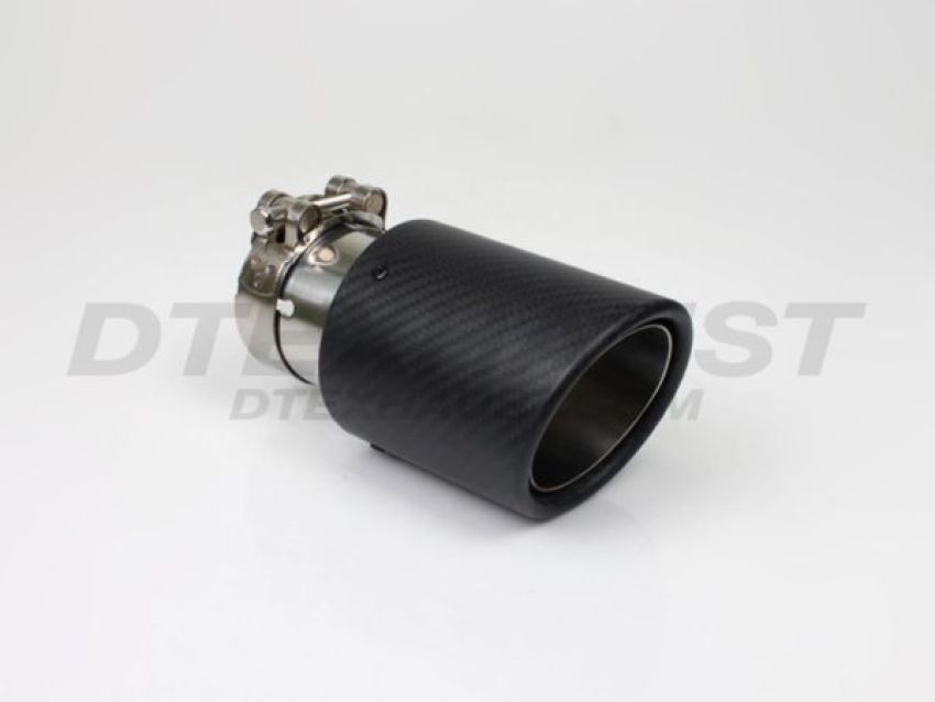Different Trend 3.5″ x 6.5″ Clamp-on Double Layered Rolled Angle Carbon Fiber Tip With Black Powder Coated Inner Pipe DT-25169BBK