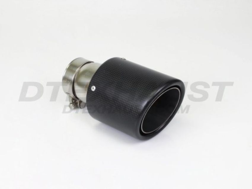 Different Trend 4″ x 6.5″ Clamp-on Double Layered Rolled Angle Carbon Fiber Tip With Polished Inner Tube DT-25169C