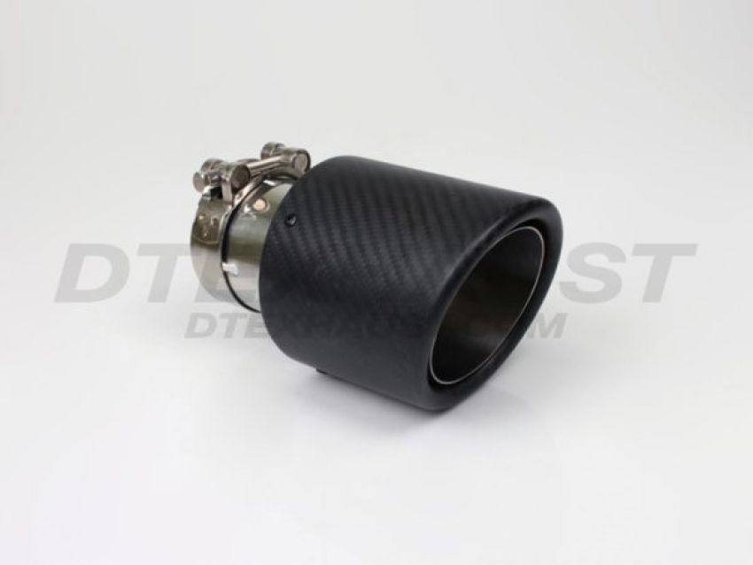 Different Trend 4″ x 6.5″ Clamp-on Double Layered Rolled Angle Carbon Fiber Tip With Black Powder Coated Inner Pipe DT-25169CBK