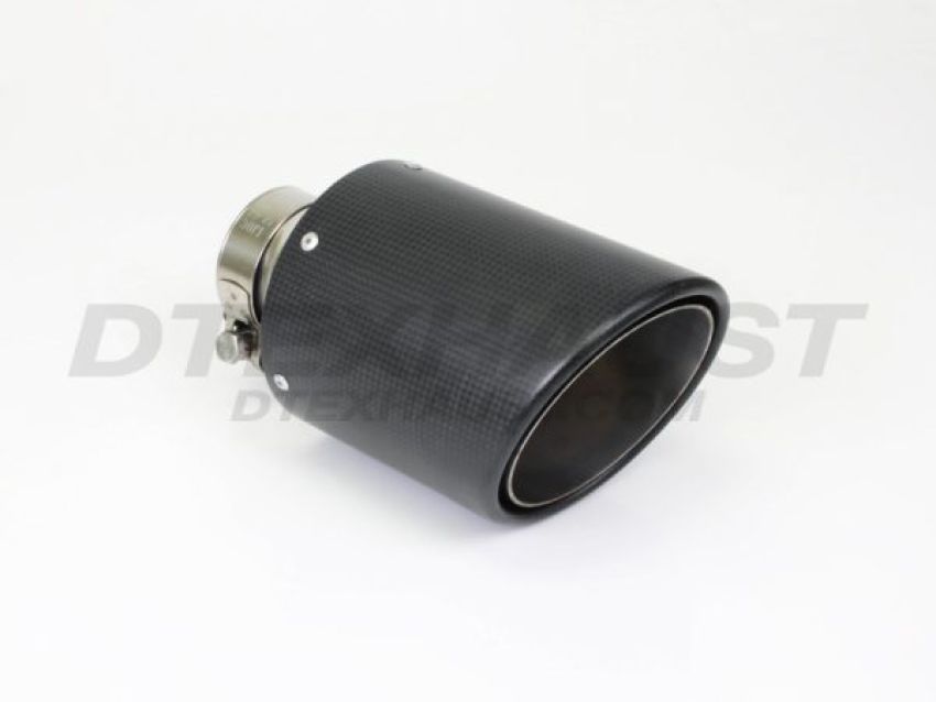 Different Trend 4.5″ x 6.5″ Clamp-on Double Layered Rolled Angle Carbon Fiber Tip With Polished Inner Tube DT-25169D