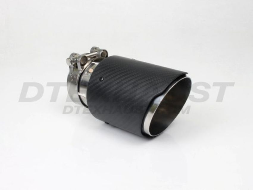 Different Trend 3.5″x6.5″ Carbon Fiber Clamp-on Double Layered Slant Cut With Polished Inner Pipe DT-25170B