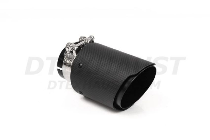 Different Trend 3.5″ x 6.5″ Carbon Fiber Clamp-on Double Layered Slant Cut With Black Powder Coated Inner Pipe DT-25170BBK