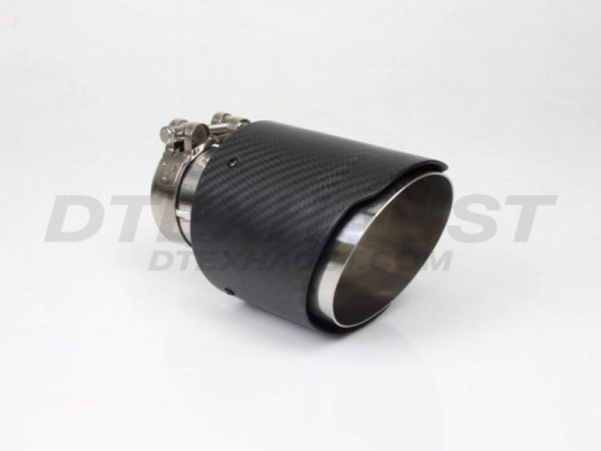 Different Trend 4″ x 6.5″ Carbon Fiber Clamp-on Double Layered Slant Cut With Polished Inner Pipe DT-25170C