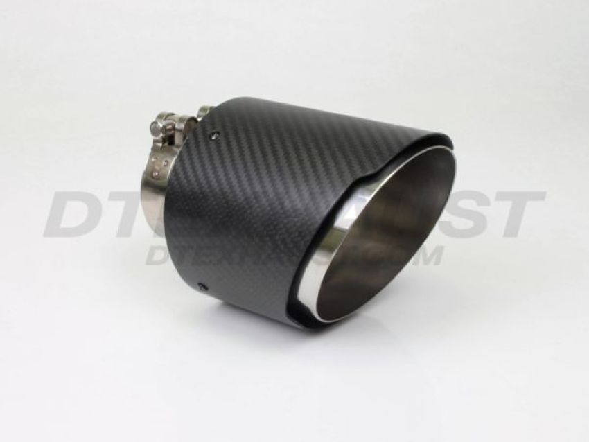 Different Trend 4.5″ x 6.5″ Carbon Fiber Clamp-on Double Layered Slant Cut With Polished Inner Pipe DT-25170D