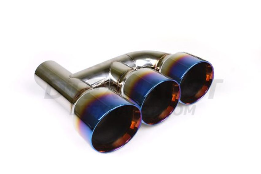 Different Trend Double Wall Triple Exhaust Tip W/ Blue Flame DT-25225BF