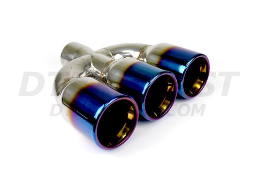 Different Trend Rolled Angle Triple Exhaust Tips W/ Blue Flame DT-25226BF