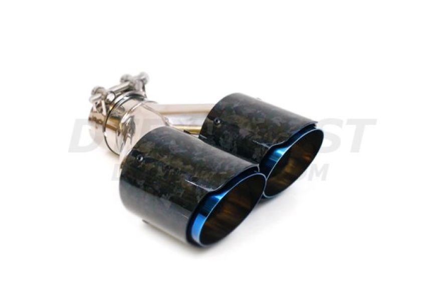 Different Trend Camouflage Carbon Fiber 7.25″x9.5″ Duel Exhaust Tip With 304 Ss Blue Flame Inner Tip Passenger Side DT-25320R