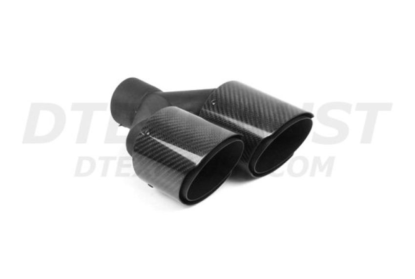 Different Trend Glossy Carbon Fiber With 304 Ss Black Powder Coated Double Layer Slant Tip, Tig-weld, Driver Side DT-25424L