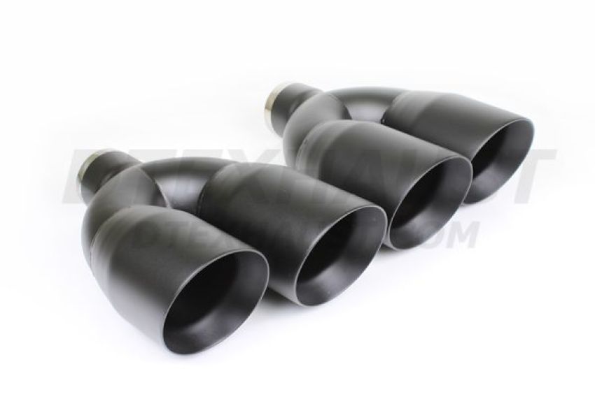 Different Trend Black Powder Coated Dual 4” Double Wall Staggered Angle Tip DT-25483LBK