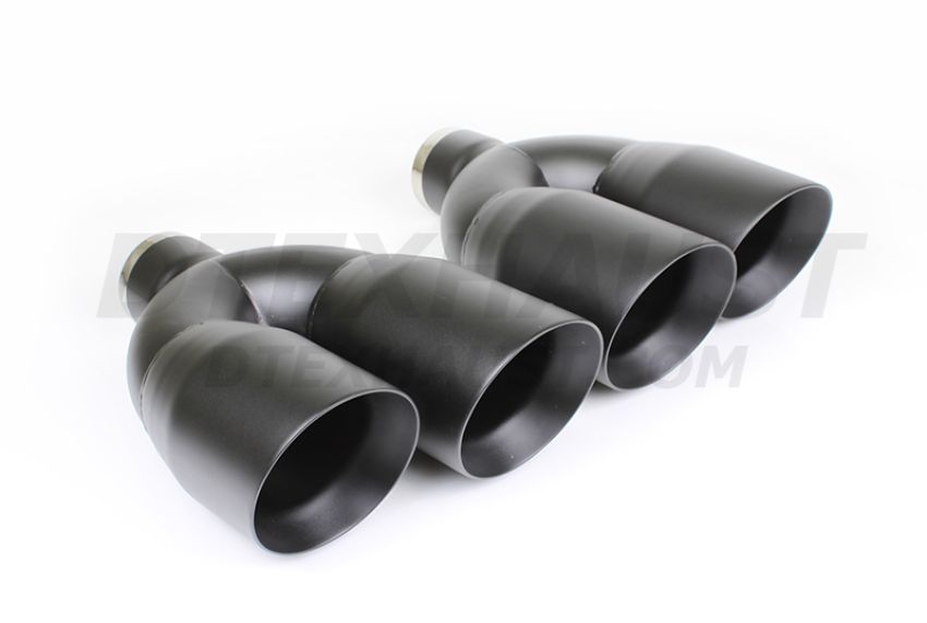 Different Trend Black Powder Coated Dual 4” Double Wall Staggered Angle Tip DT-25483RBK