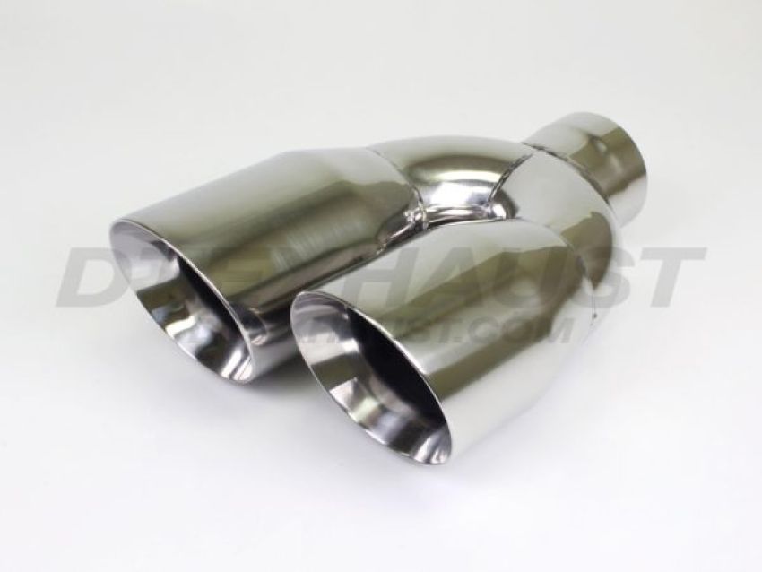 Different Trend Hi-Polished Tips Dual 4″ Double Wall Angle Passenger Side DT-30483R