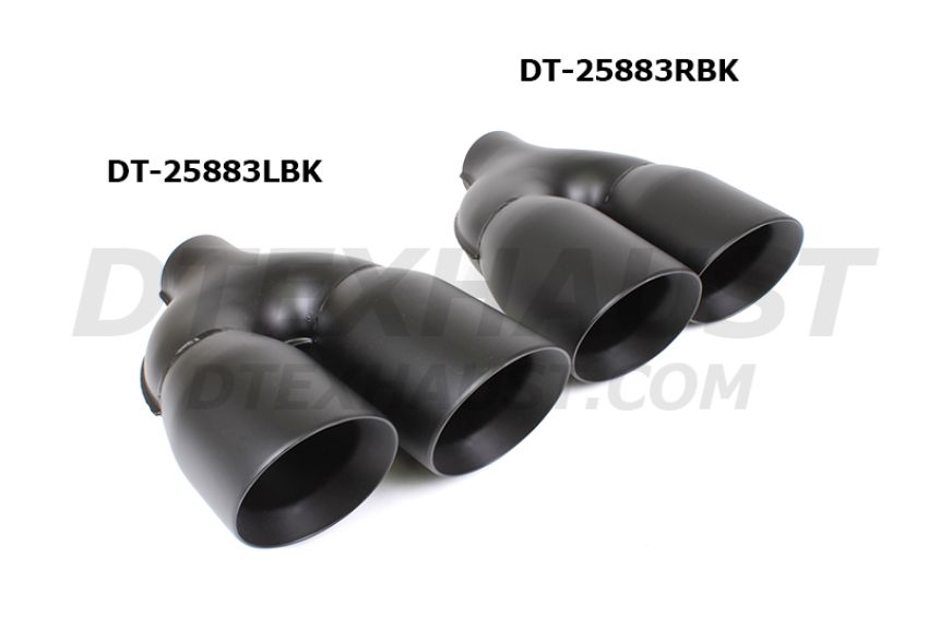 Different Trend Black Powder Coated Dual 4” Double Wall Staggered Angle Tip DT-25883LBK