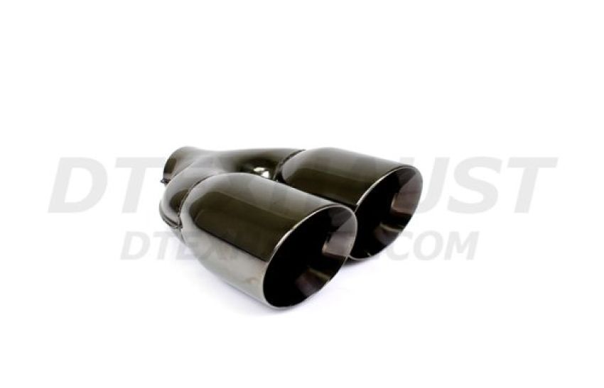 Different Trend Black Chrome Look 4” Dual Double Wall Staggered Angle Passenger DT-25883RBL