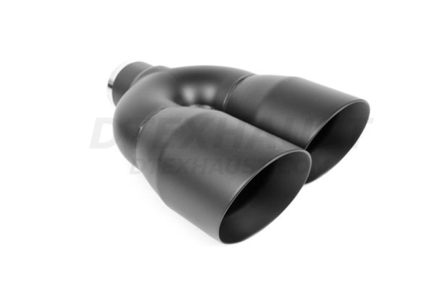 Different Trend Black Powder Coated Dual 4” Double Wall Staggered Angle Tip DT-25983LBK